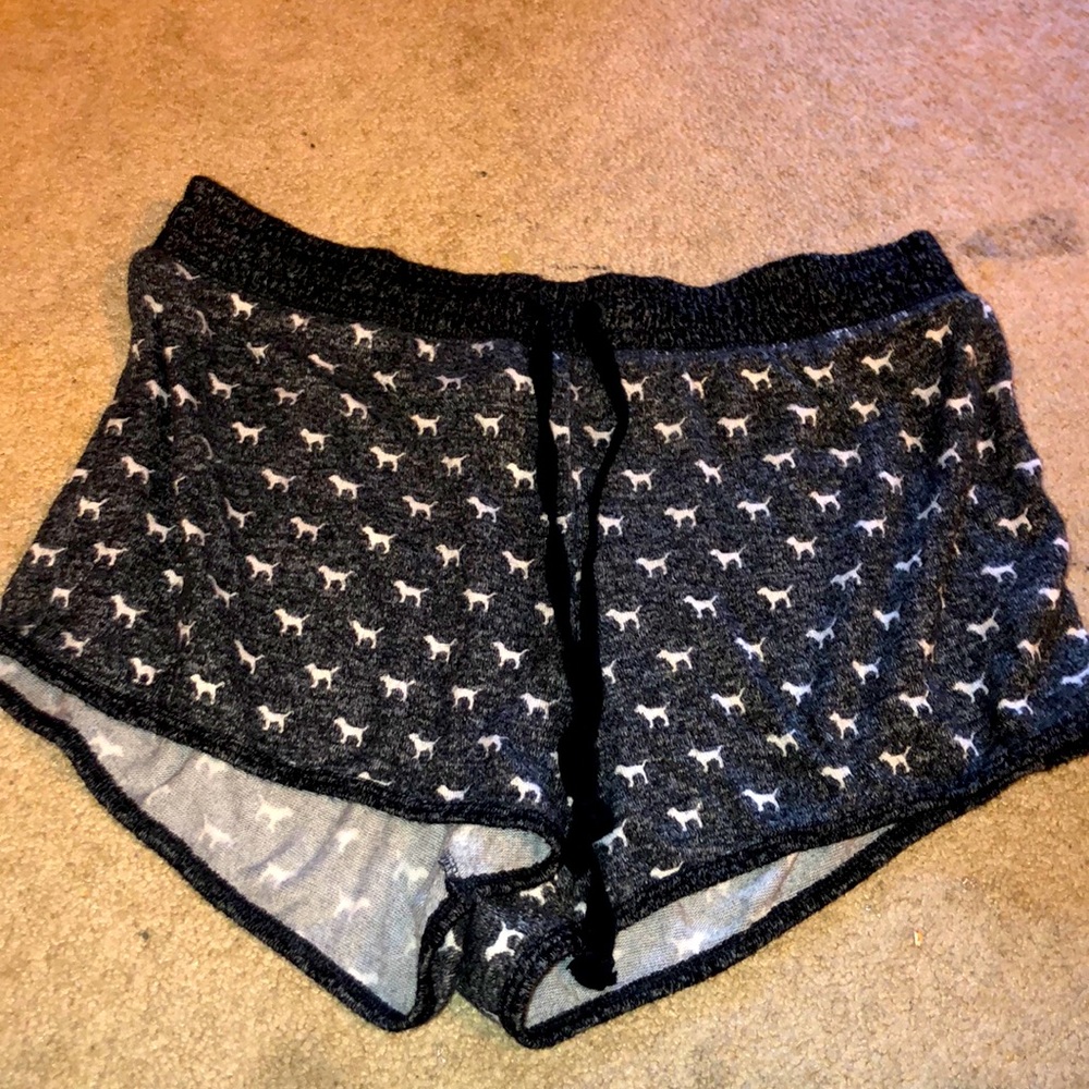 PINK grey dog print on shorts